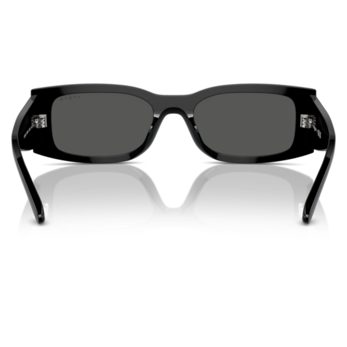 Vogue VO5584S black rectangle sunglasses, back view of the frame and temples