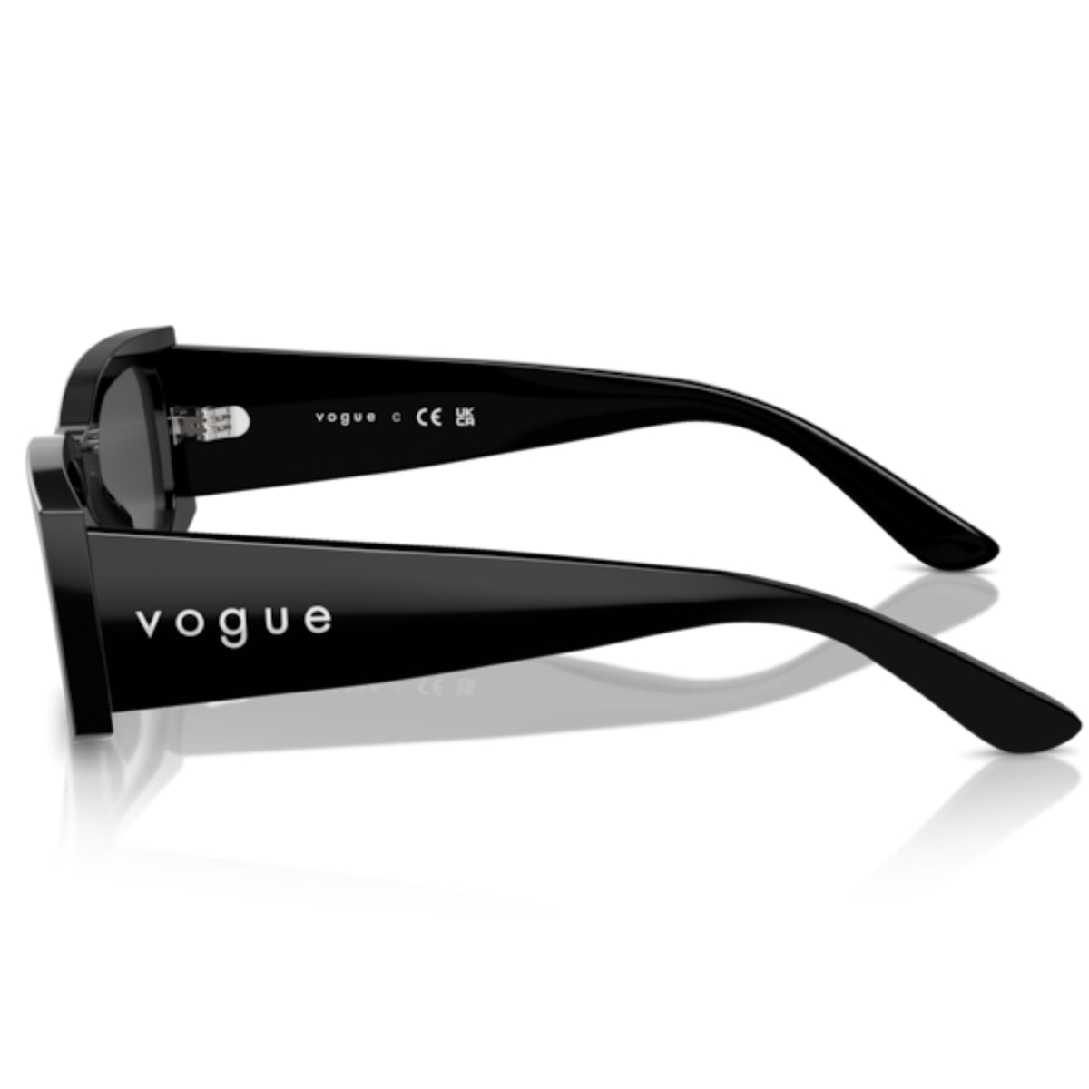 Vogue VO5584S black rectangle sunglasses, side view of the temple
