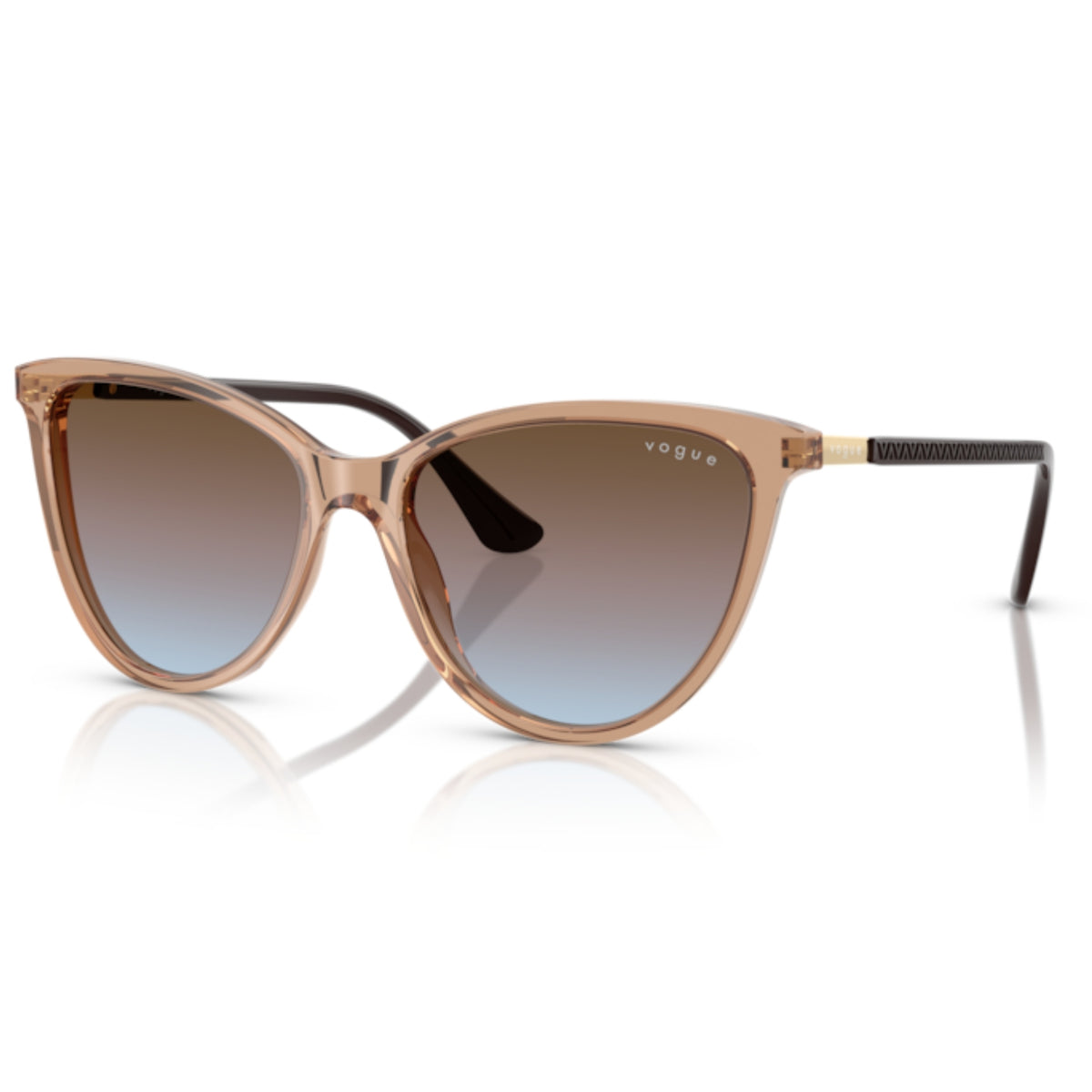 Vogue VO5593SI transparent brown cat-eye sunglasses with light blue lenses