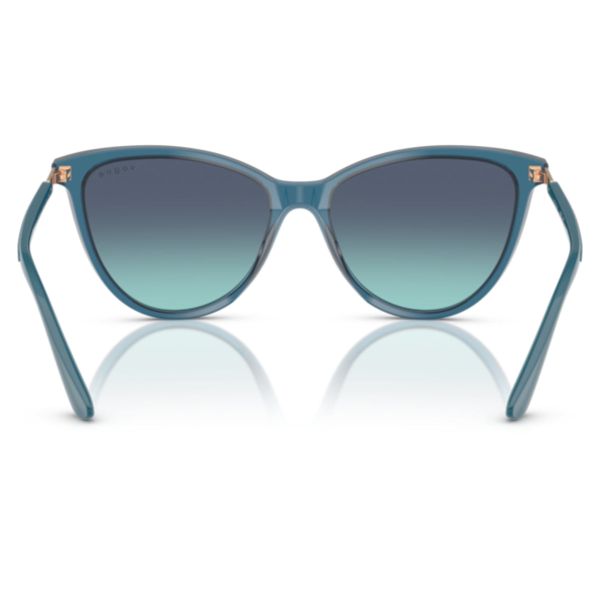 Vogue VO5593SI transparent octanium cat-eye sunglasses, back view of the frame and temples