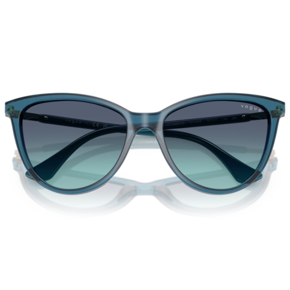 Vogue VO5593SI transparent octanium cat-eye sunglasses, front view with the temples folded