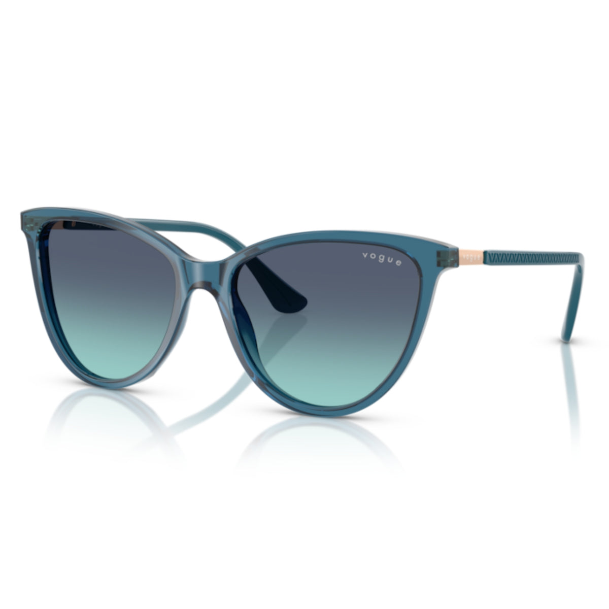 Vogue VO5593SI transparent octanium cat-eye sunglasses with light blue lenses