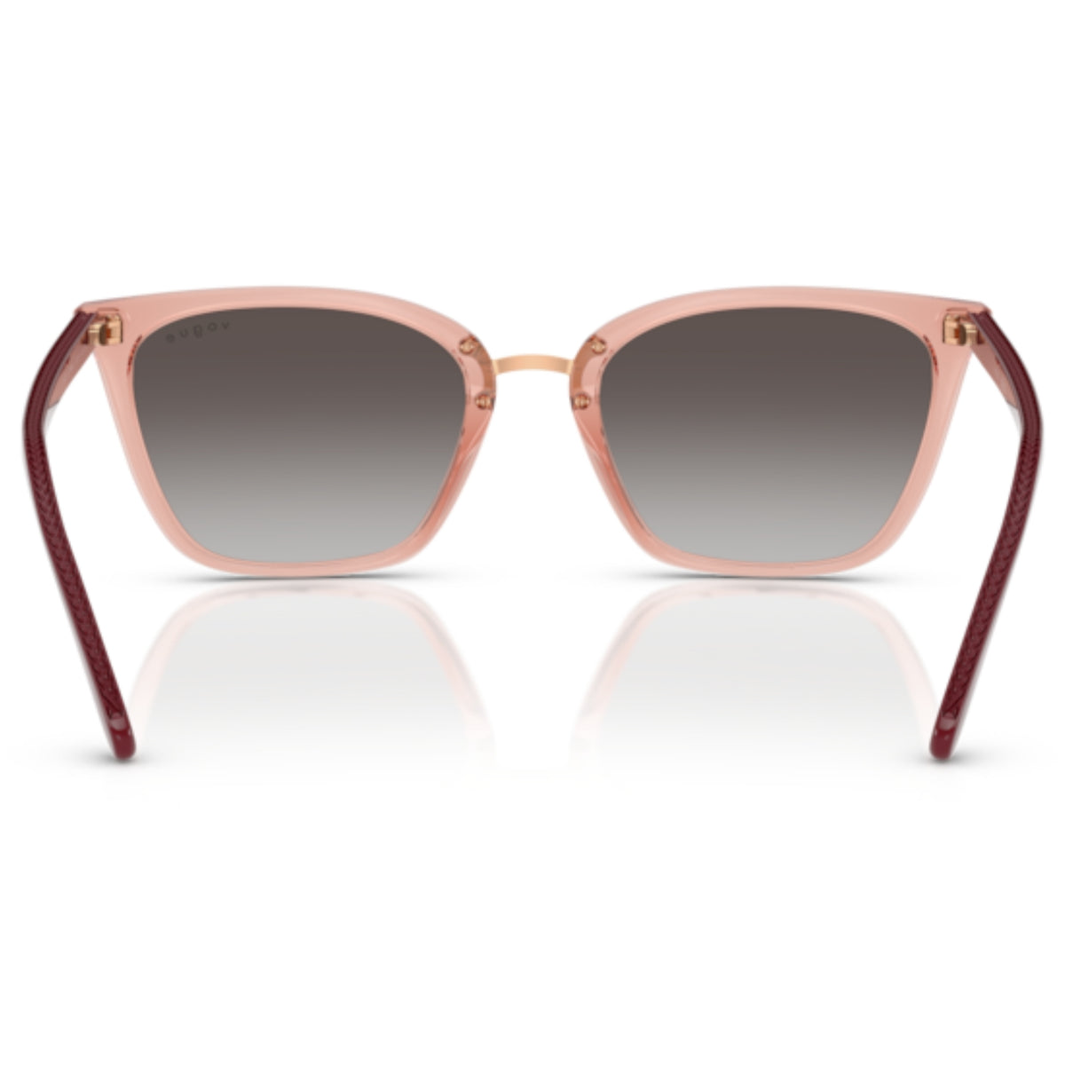 Vogue VO5597SI transparent pink rectangle sunglasses, back view of the frame and temples