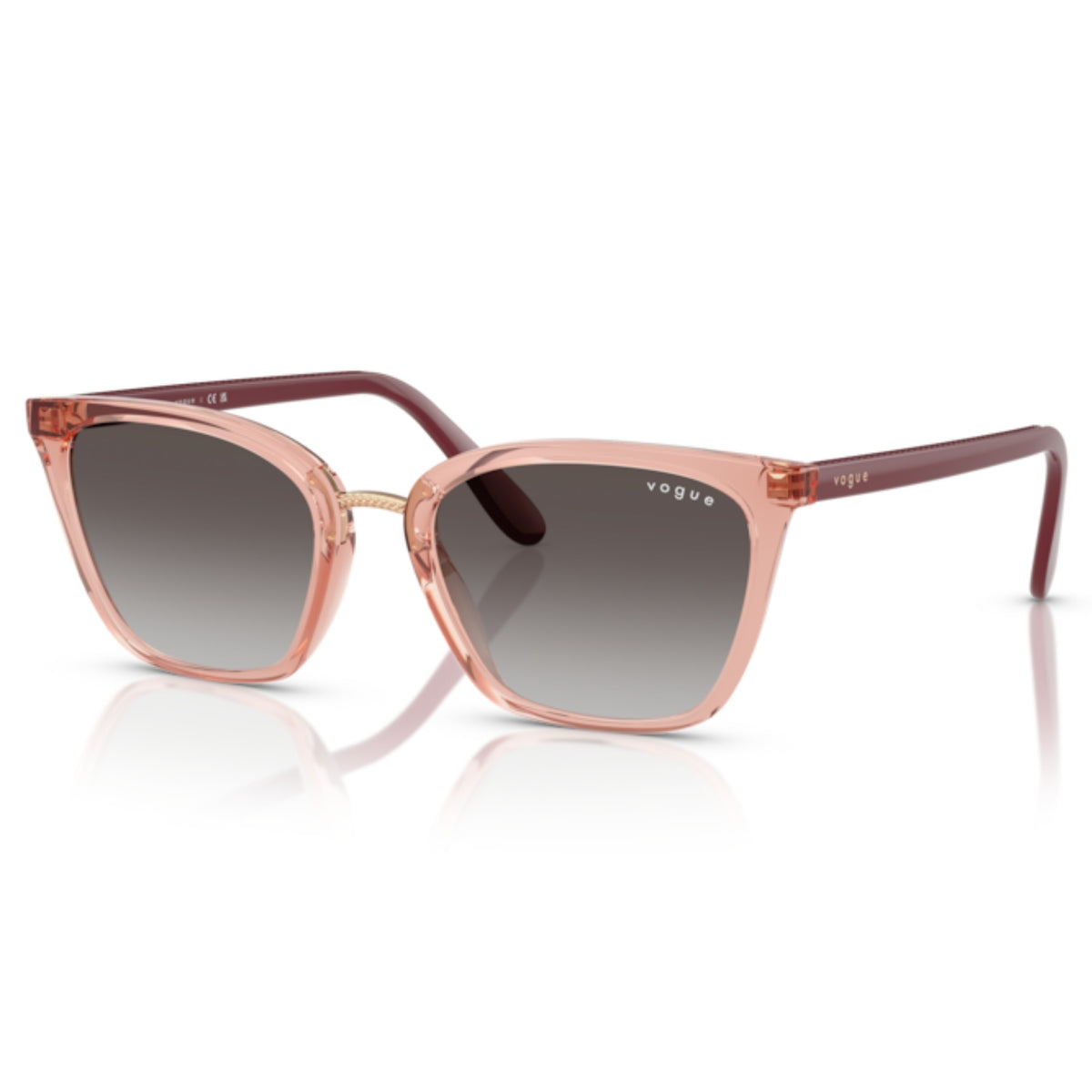 Vogue VO5597SI transparent pink rectangle sunglasses with grey lenses
