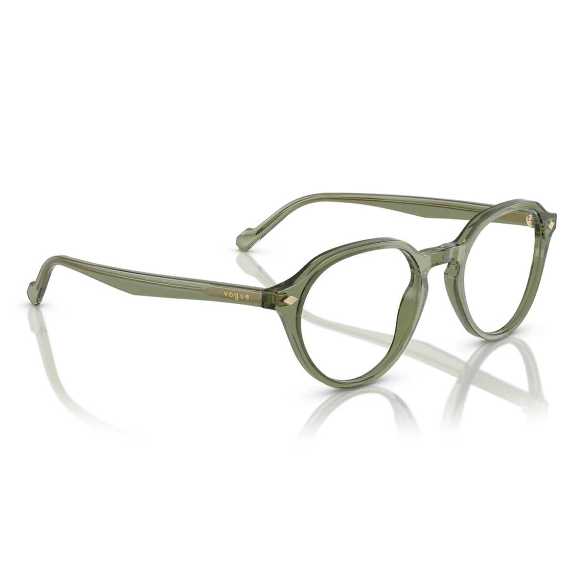 Vogue VO5598I transparent green round eyeglasses, angled view