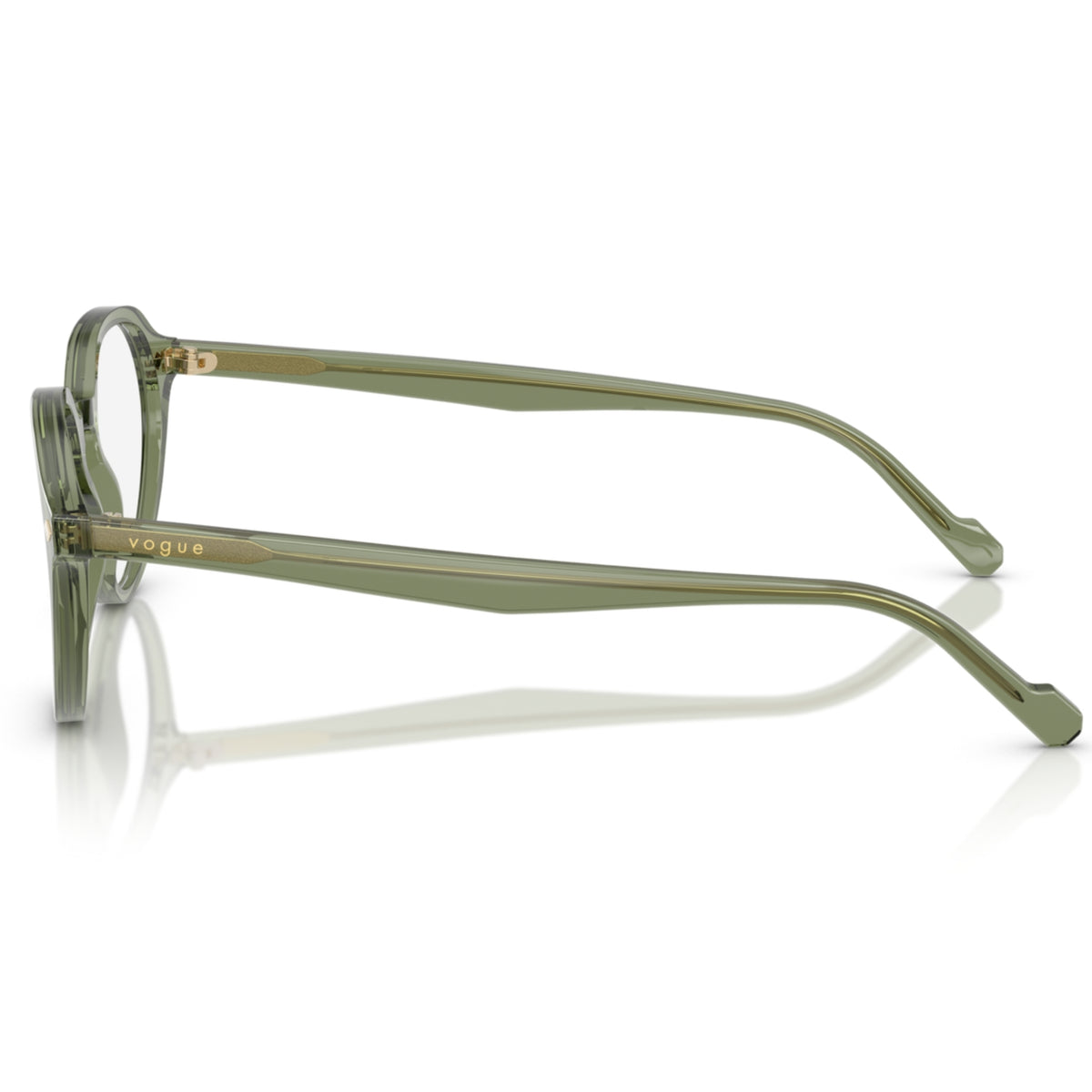 Vogue VO5598I transparent green round eyeglasses, side view of the temple