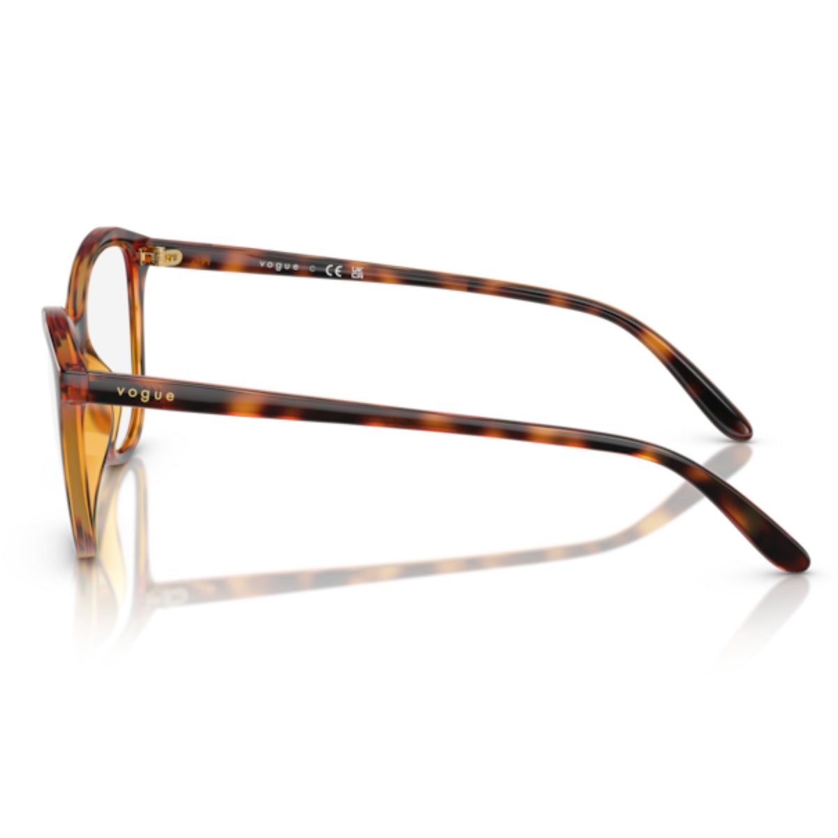 Vogue VO5602 dark havana geometric eyeglasses, side view of the dark havana temple