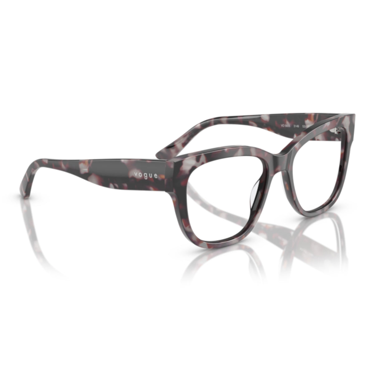 Vogue VO5605 grey tortoise square eyeglasses, angled view