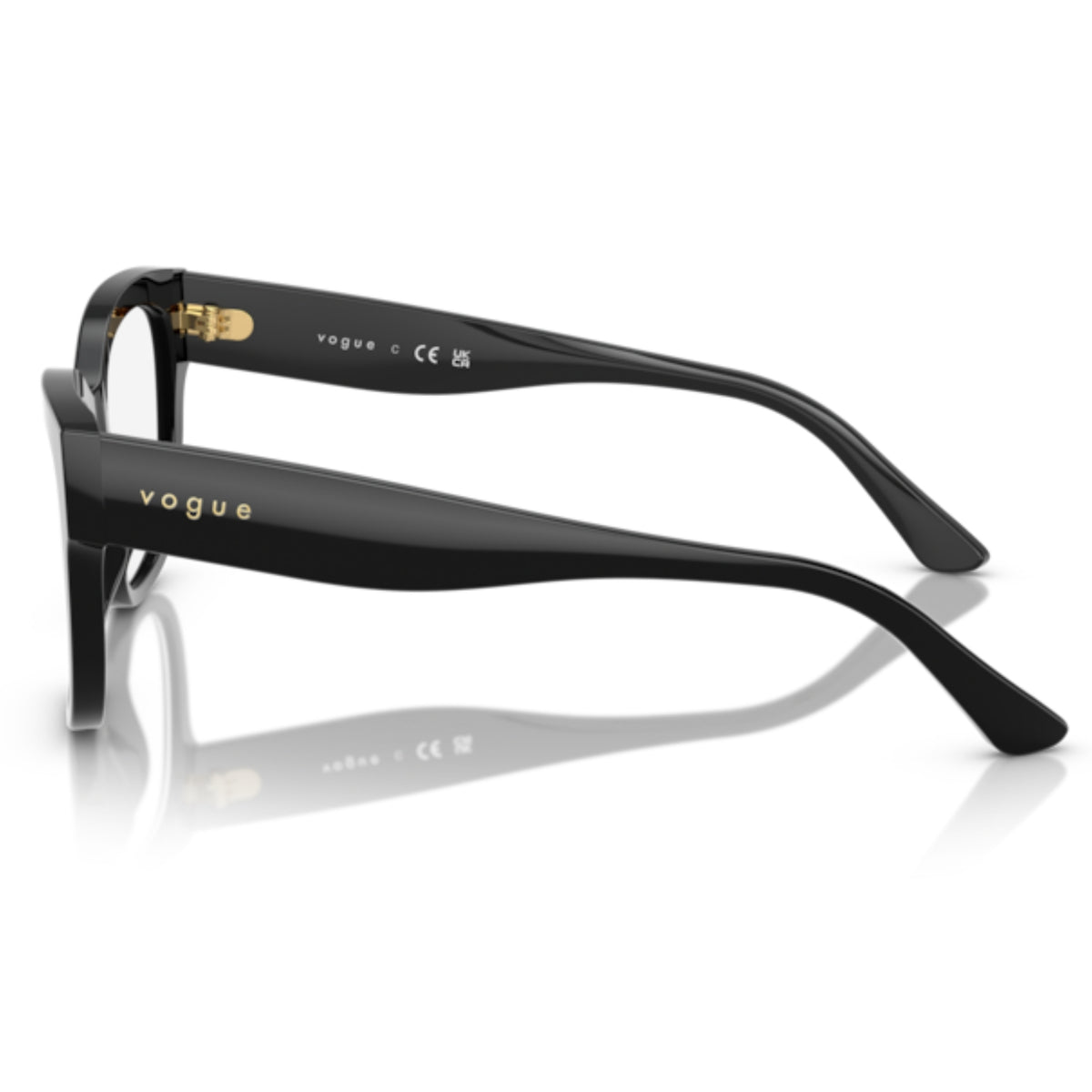 Vogue VO5605 black square eyeglasses, side view of the temple