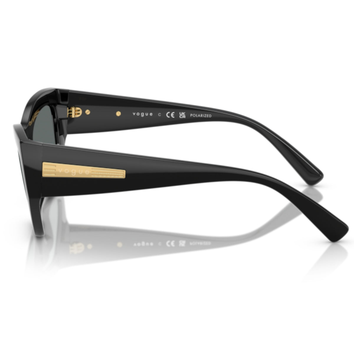 Vogue VO5607S black geometric sunglasses, side view of the temple