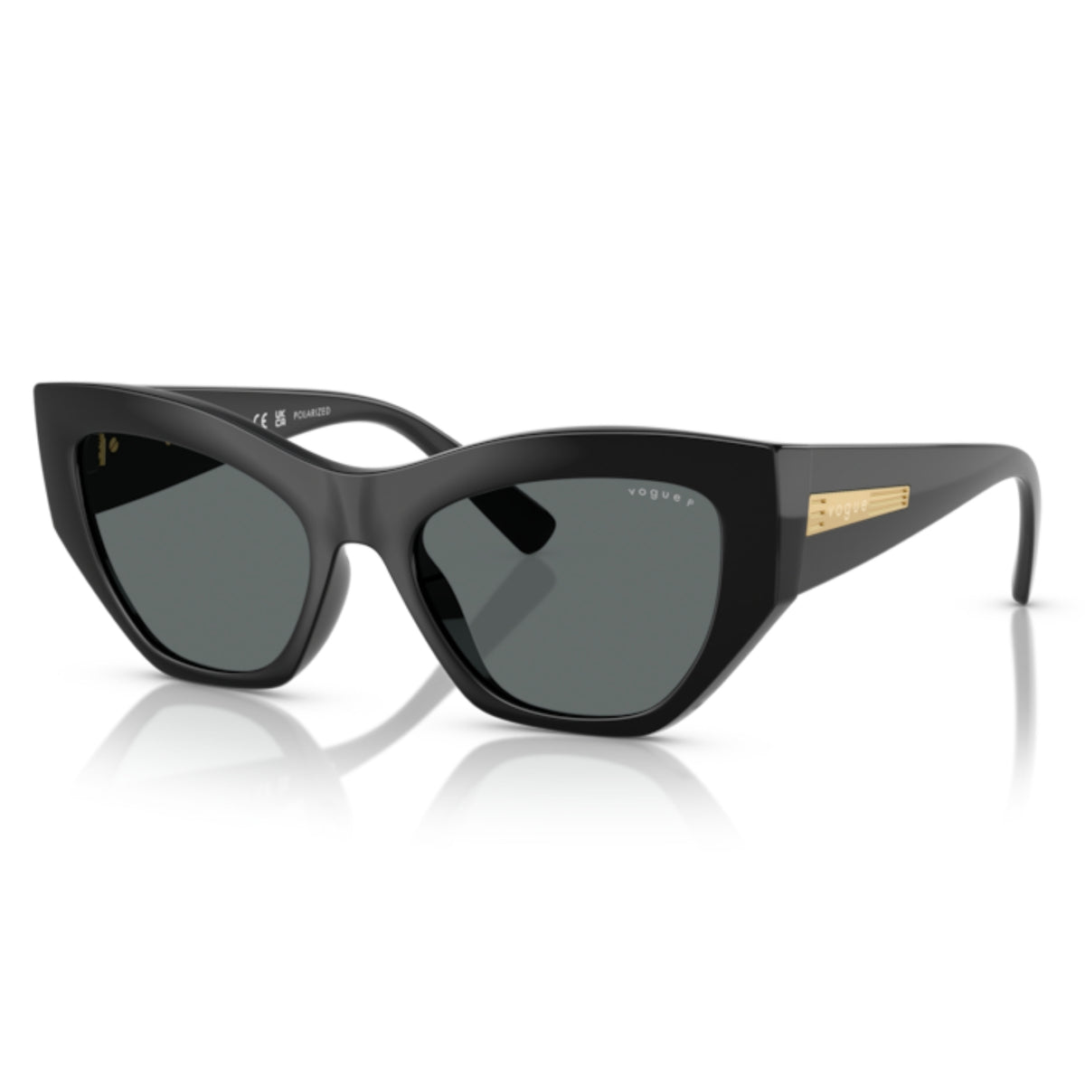 Vogue VO5607S black geometric sunglasses with dark grey lenses
