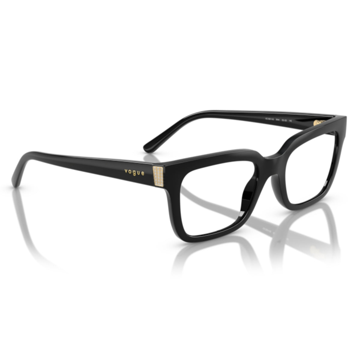 Vogue VO5611B black square eyeglasses, angled view