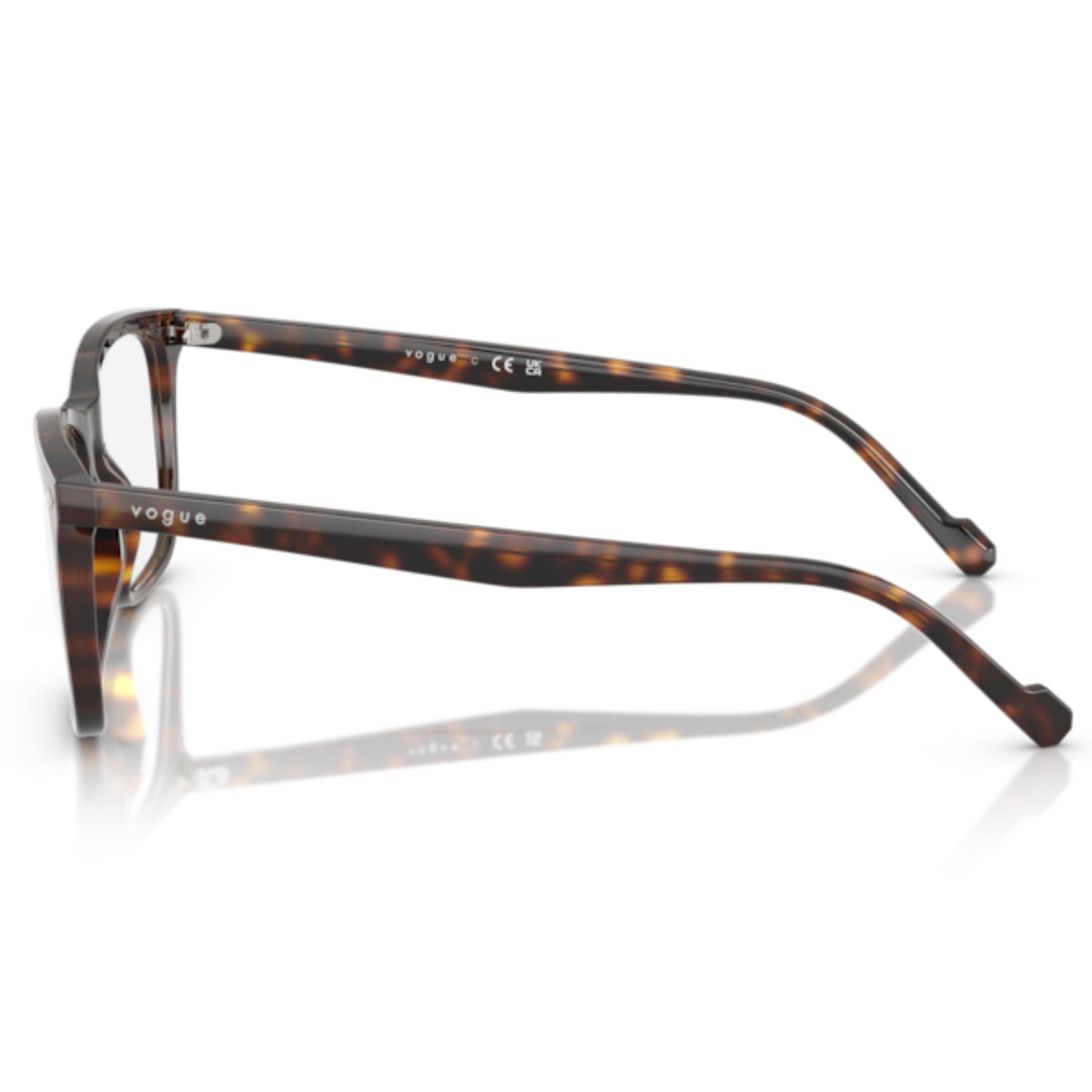 Vogue VO5617 dark havana square eyeglasses, side view of the dark havana temple