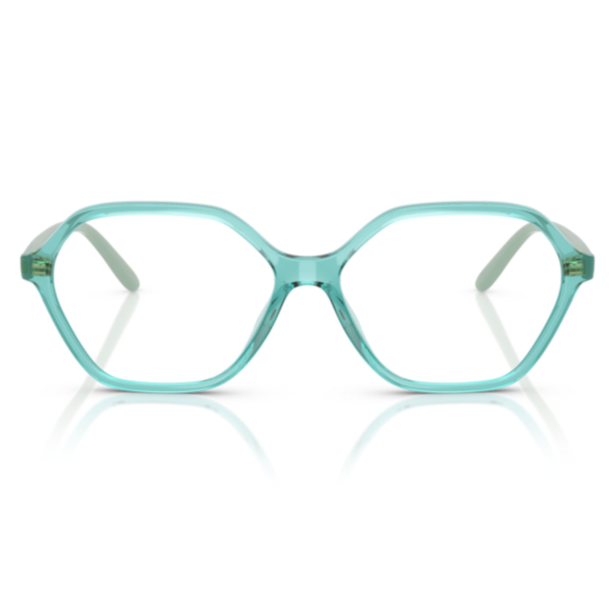 Vogue VO5622 transparent torquoise geometric eyeglasses, full-rim lightweight frame
