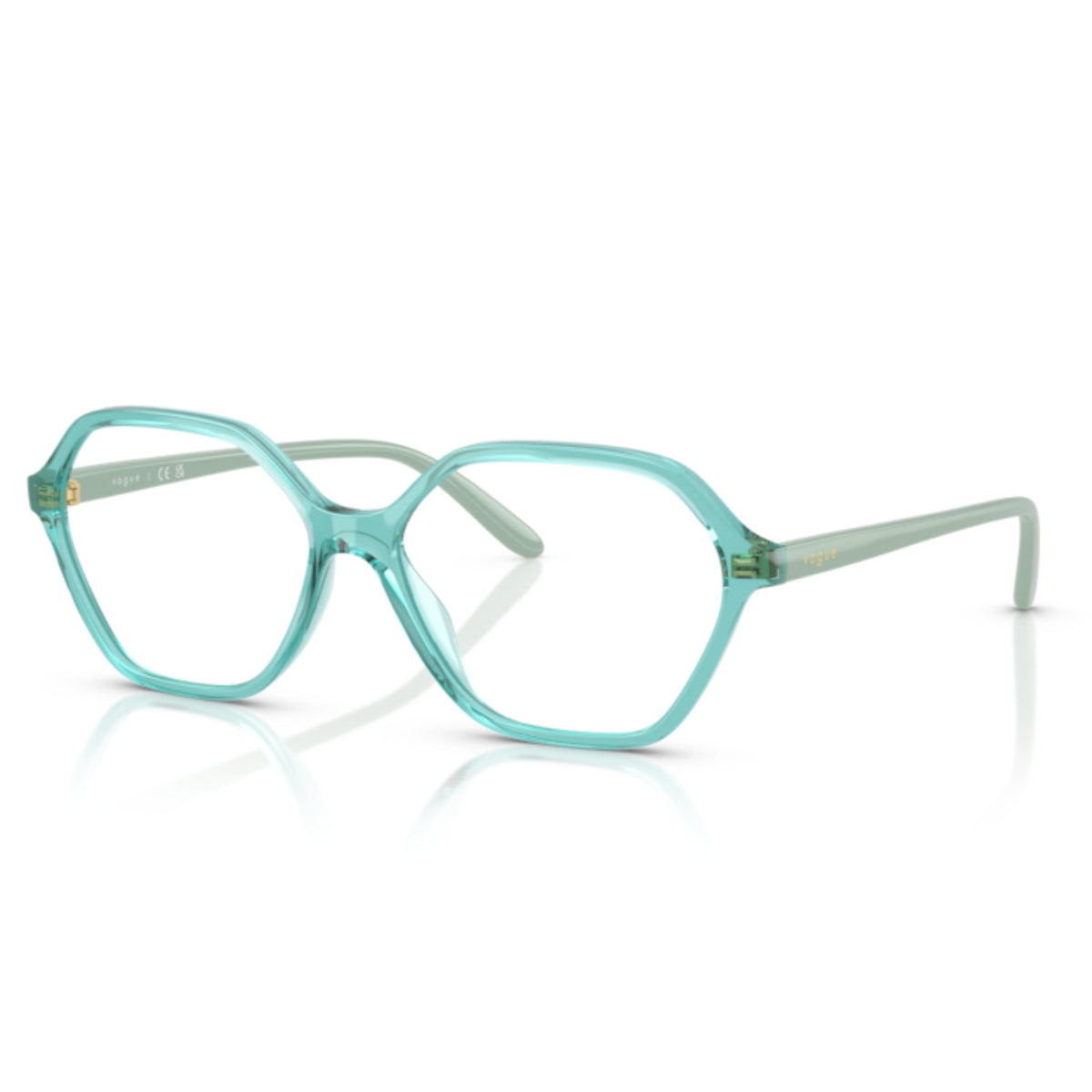 Vogue VO5622 transparent torquoise geometric eyeglasses with lightweight frame