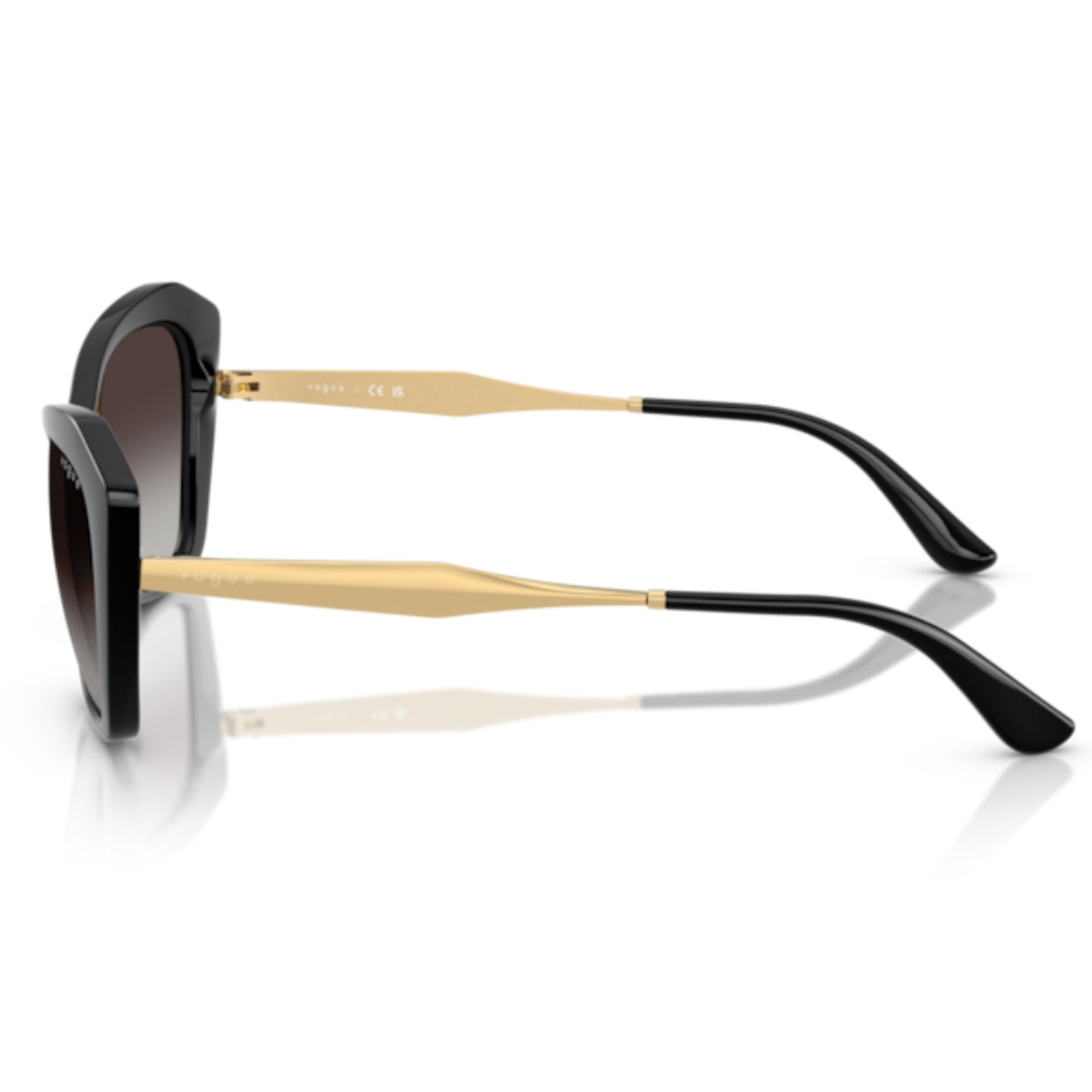 Vogue VO5626S black geometric sunglasses, side view of the temple