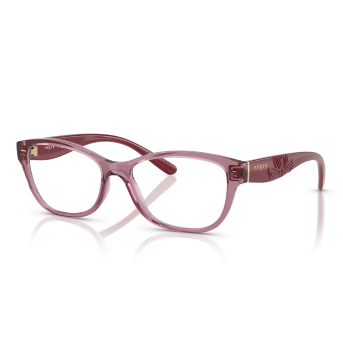 Vogue VO5627 transparent dark pink cat-eye eyeglasses with lightweight frame