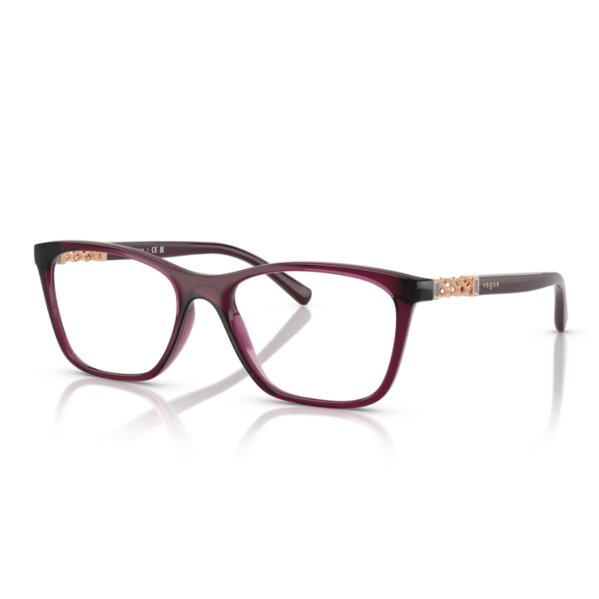 Vogue VO5632B transparent cherry square eyeglasses with lightweight and plastic frame