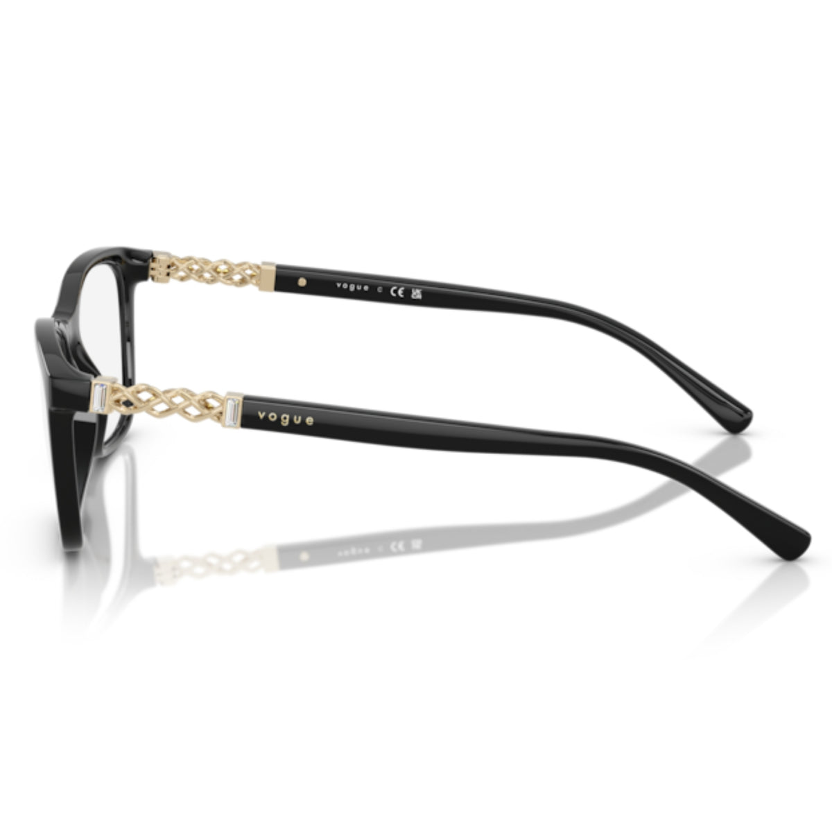Vogue VO5632B black square eyeglasses, side view of the temple