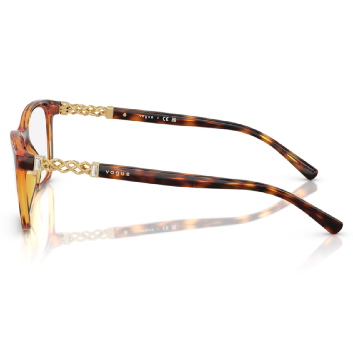 Vogue VO5632B dark havana square eyeglasses, side view of the dark havana temple