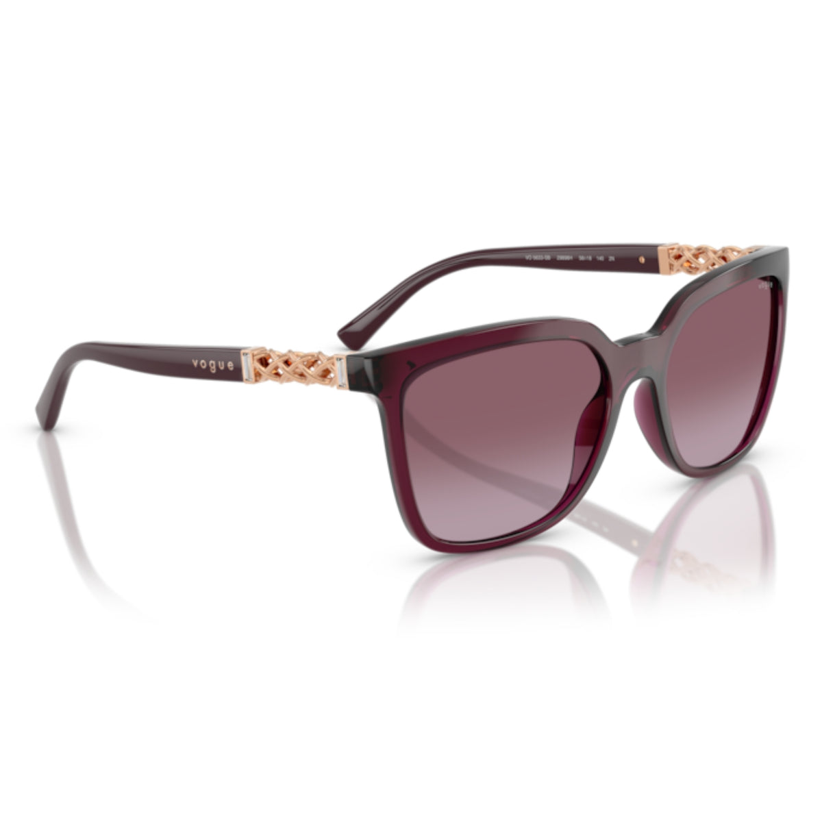 Vogue VO5633SB transparent cherry square sunglasses, angled view