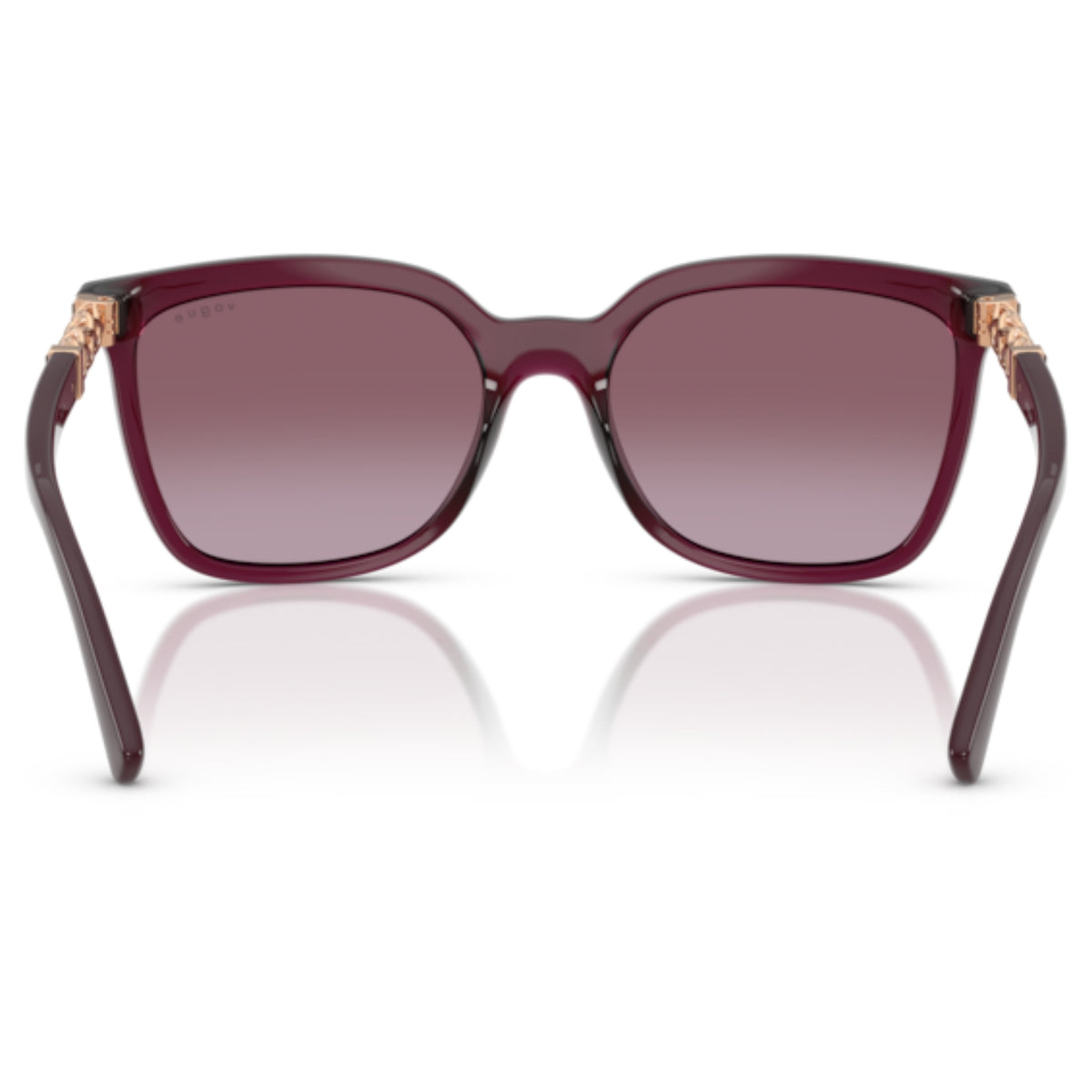 Vogue VO5633SB transparent cherry square sunglasses, back view of the frame and temples