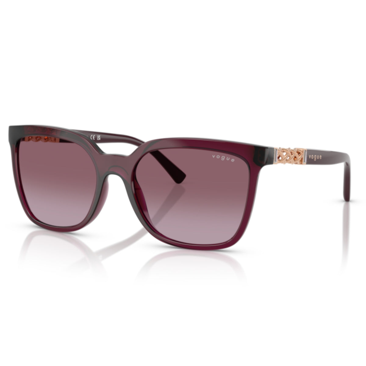 Vogue VO5633SB transparent cherry square sunglasses with violet lenses