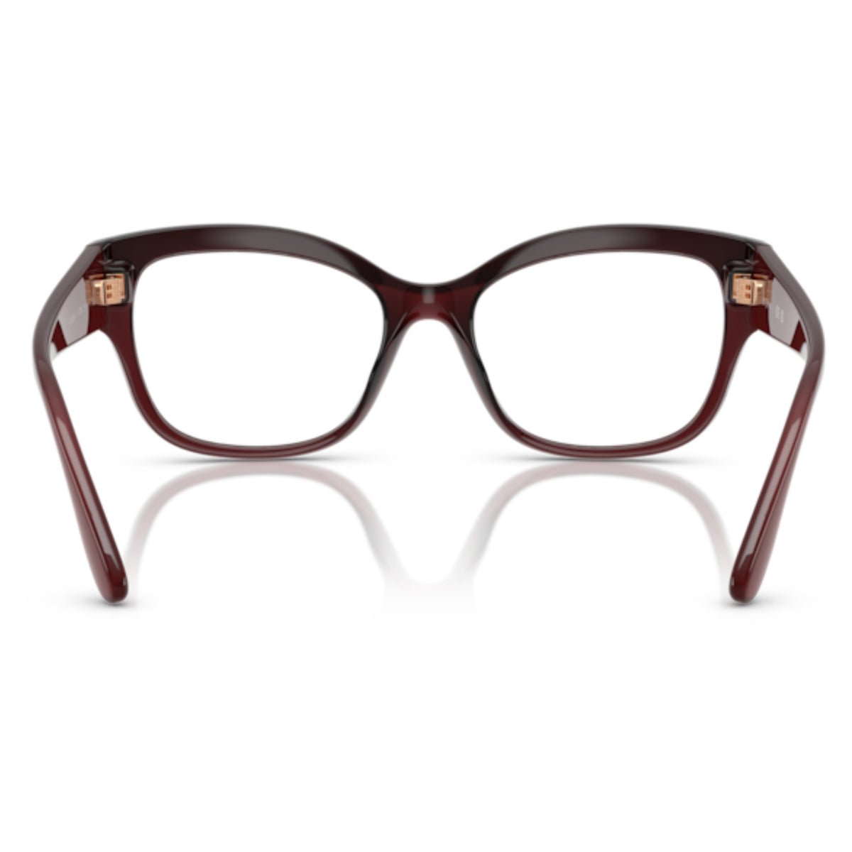Vogue VO5635U top red/transparent red square eyeglasses, back view of the frame and temples