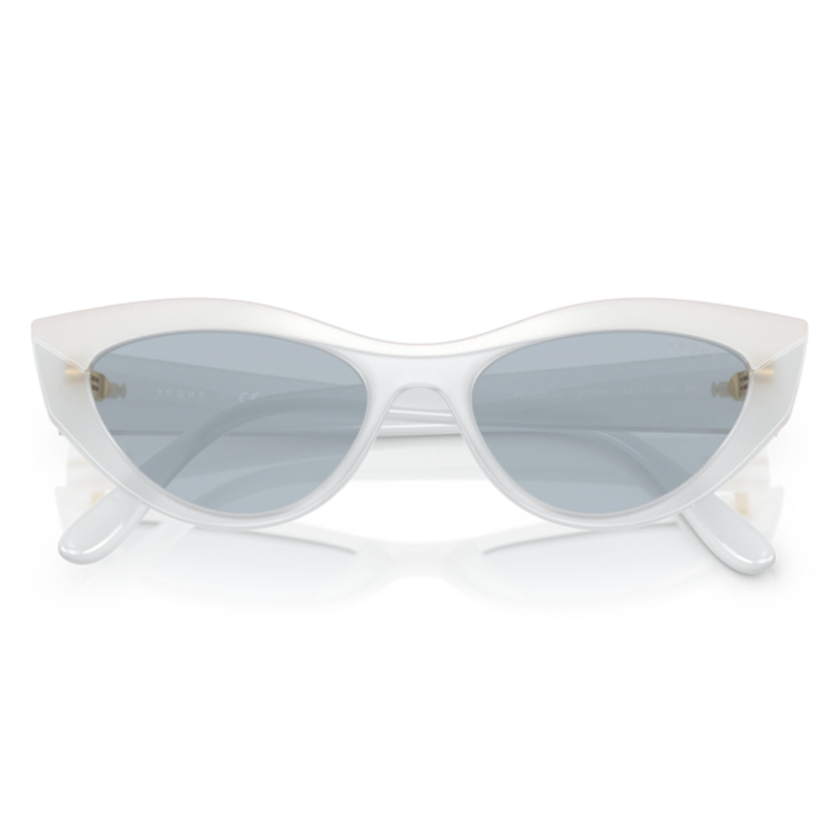 Vogue VO5637SU top white/opal milk cat-eye sunglasses, front view with the temples folded
