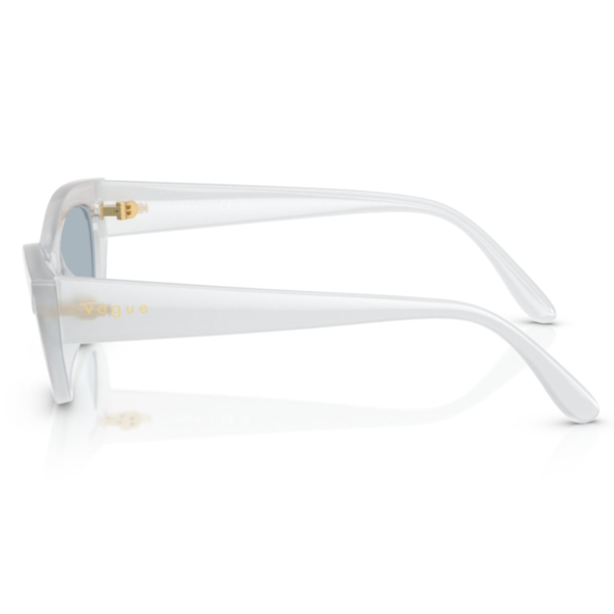 Vogue VO5637SU top white/opal milk cat-eye sunglasses, side view of the opal milk temple
