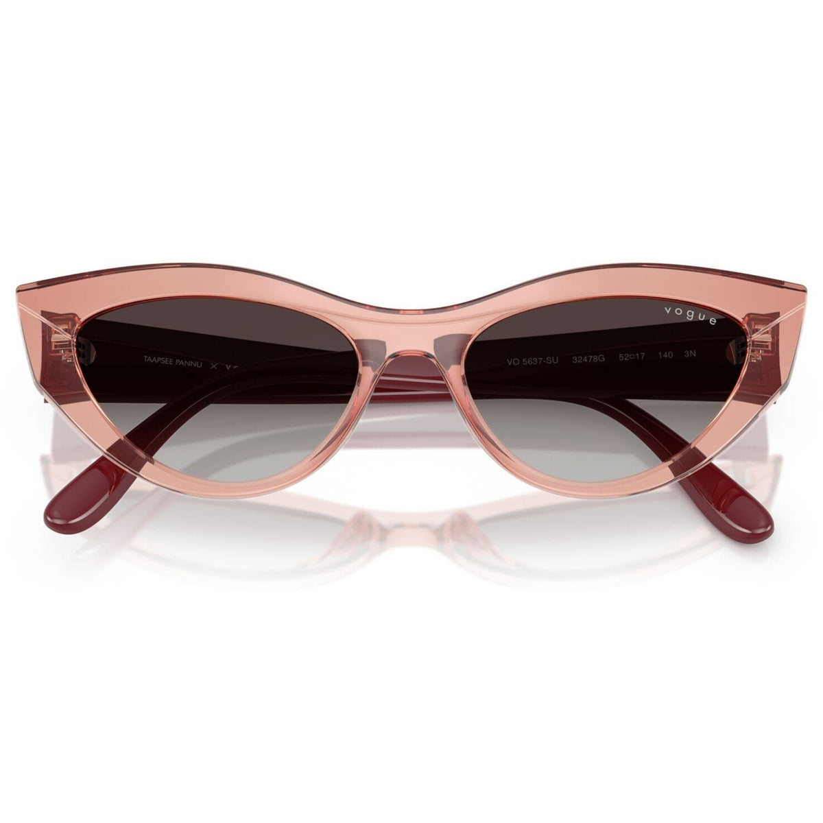 Vogue VO5637SU top violet/opal violet cat-eye sunglasses, front view with the temples folded