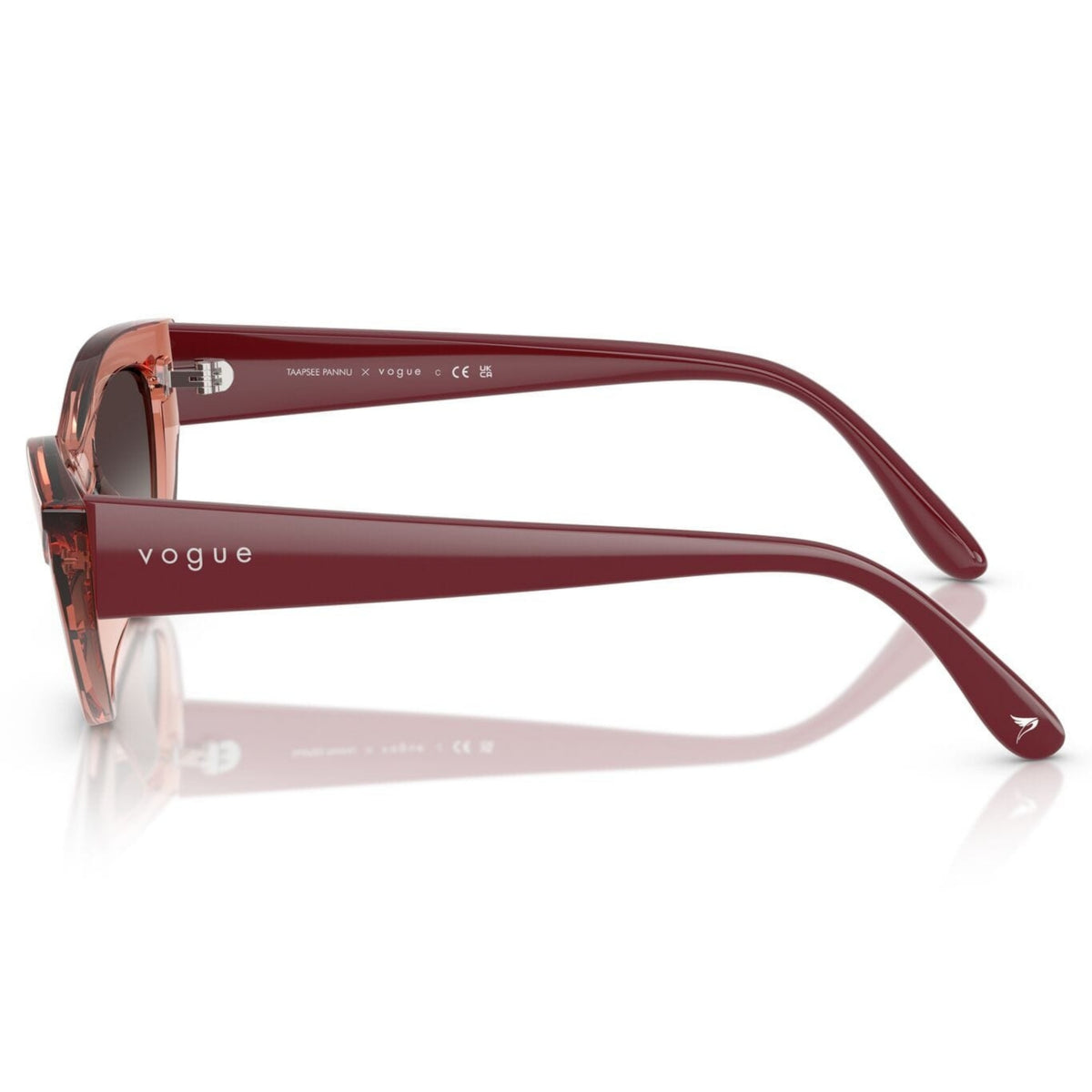Vogue VO5637SU top violet/opal violet cat-eye sunglasses, side view of the opal violet temple