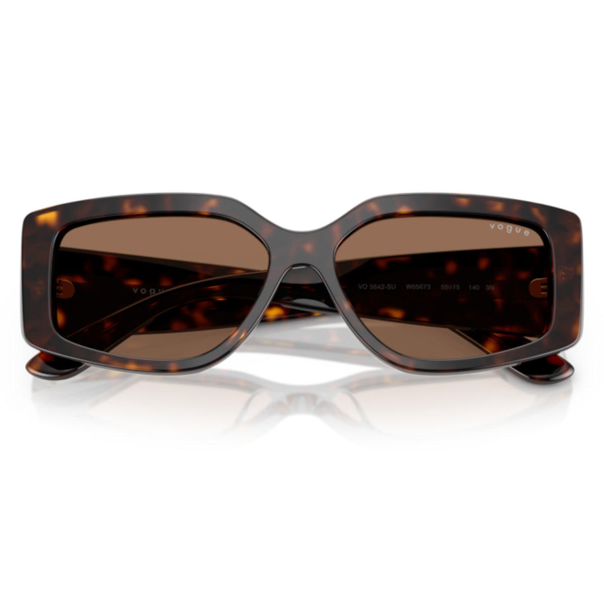Vogue VO5642SU dark havana rectangle sunglasses, front view with the temples folded