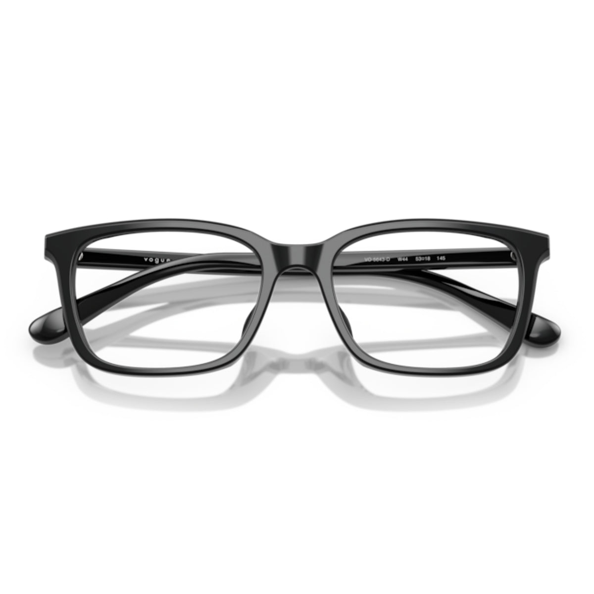 Vogue VO5643D black square eyeglasses, front view with the temples folded