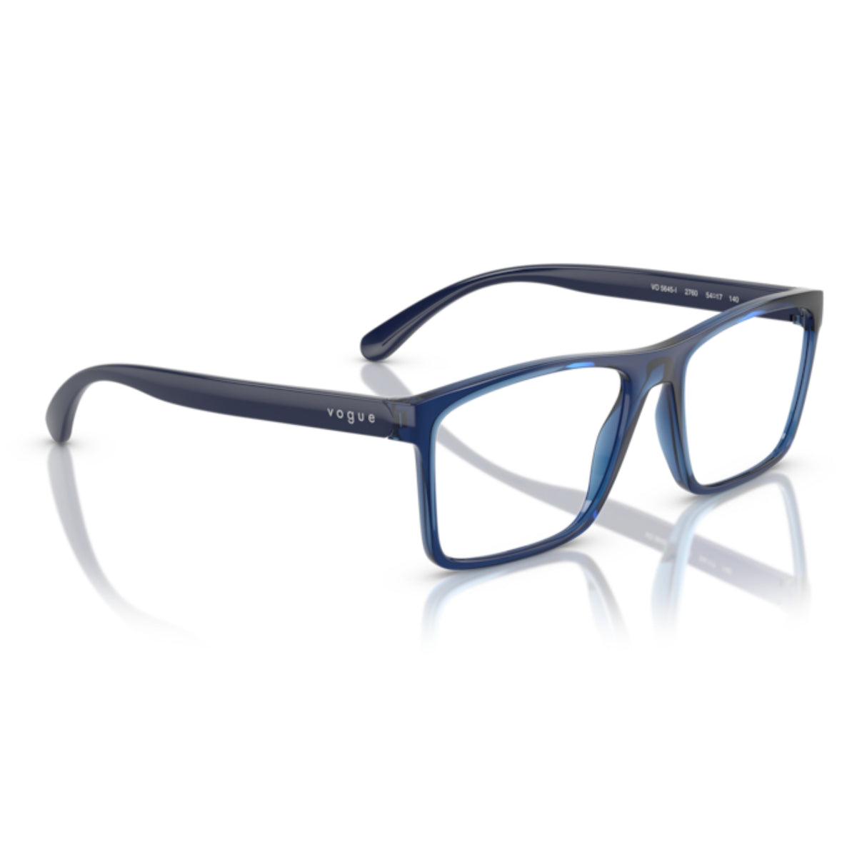 Vogue VO5645I transparent blue rectangle eyeglasses, angled view
