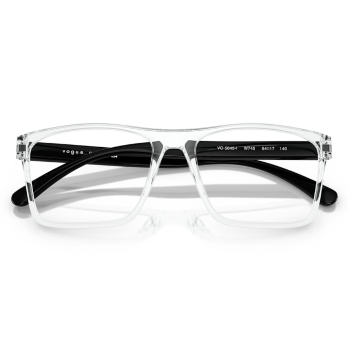 Vogue VO5645I transparent rectangle eyeglasses, front view with the temples folded