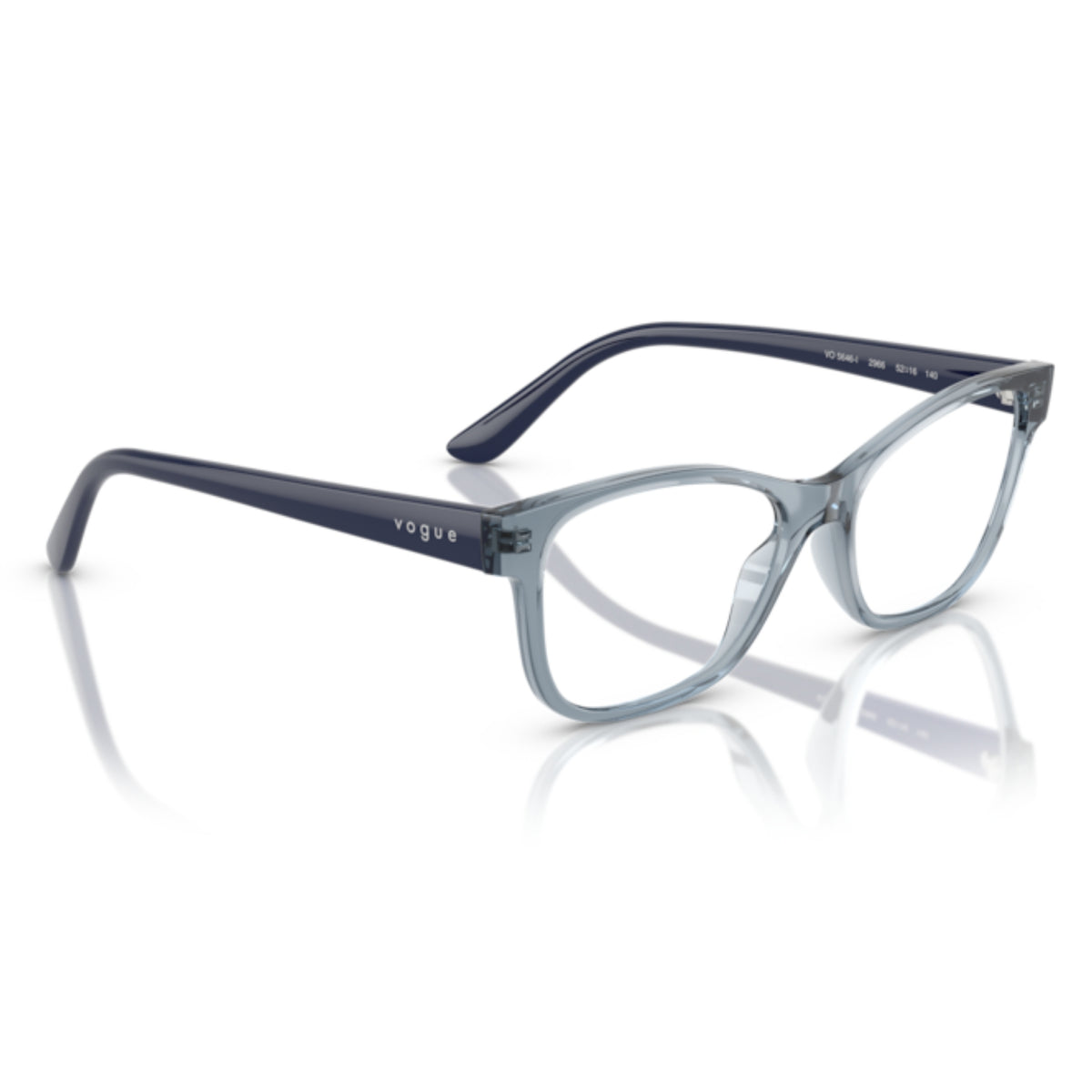 Vogue VO5646I transparent light blue square eyeglasses, angled view