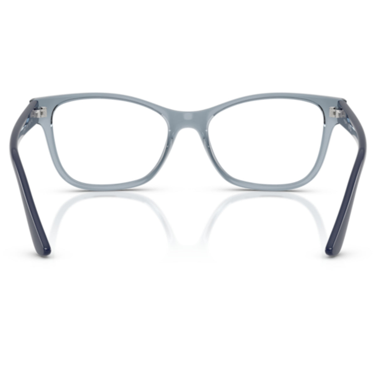 Vogue VO5646I transparent light blue square eyeglasses, back view of the frame and temples