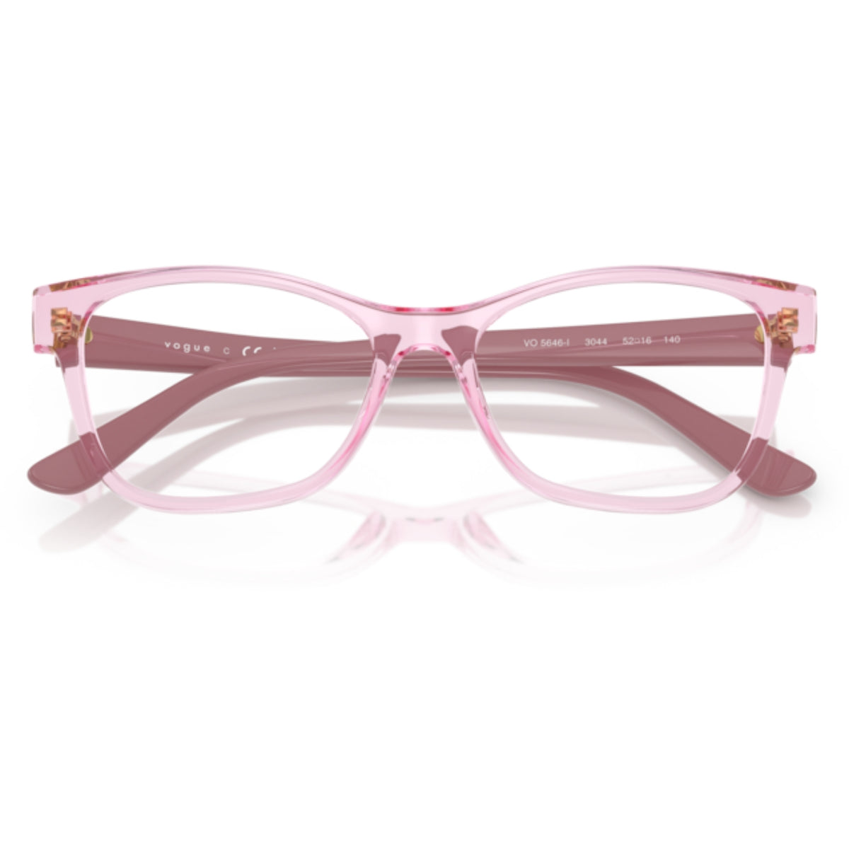 Vogue VO5646I transparent violet square eyeglasses, front view with the temples folded