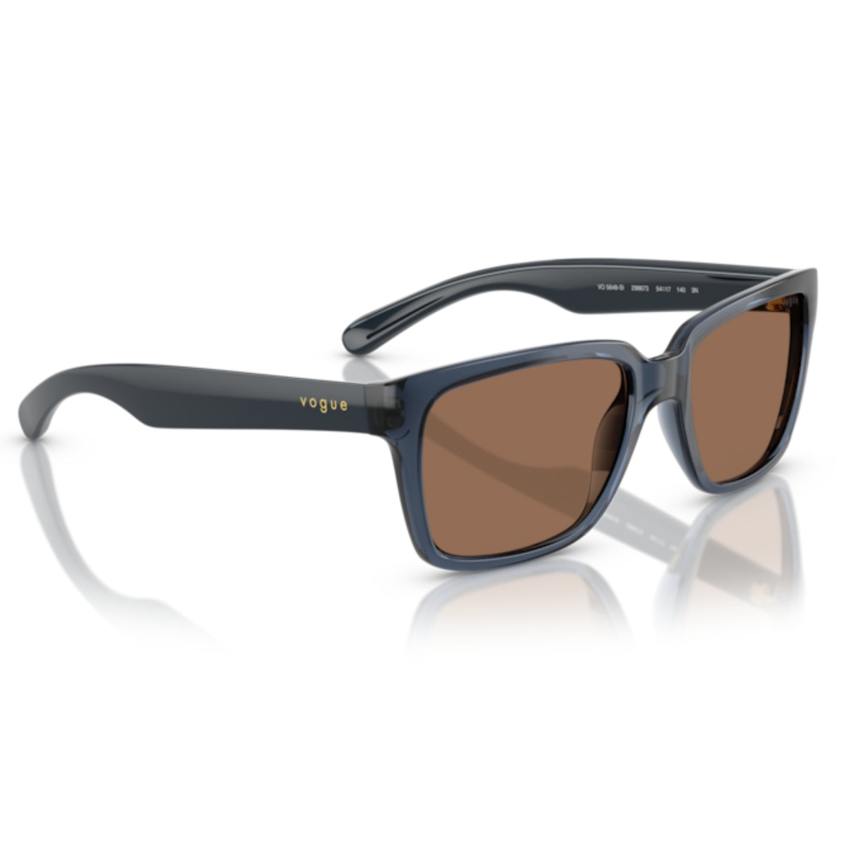 Vogue VO5648SI transparent blue rectangle sunglasses, angled view