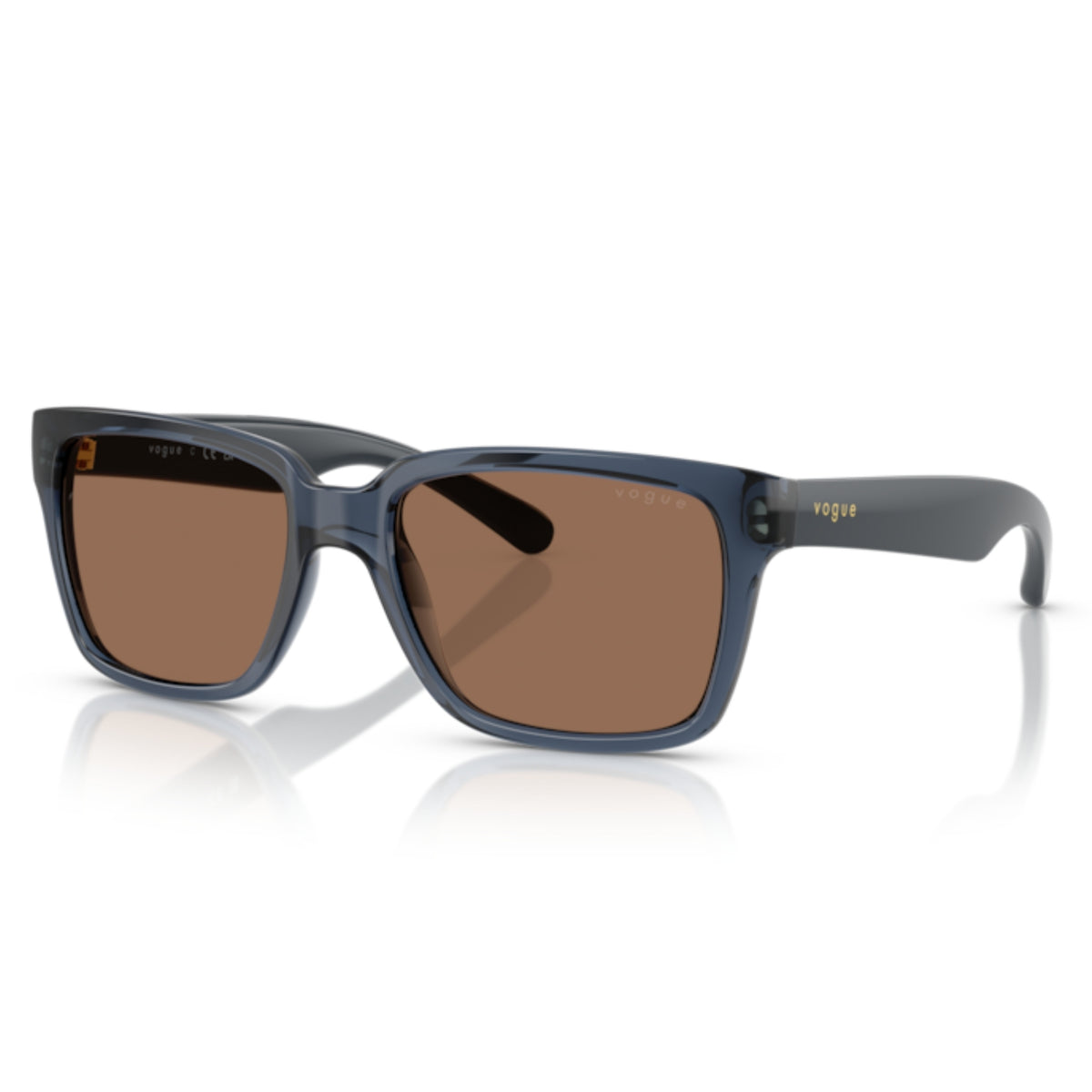 Vogue VO5648SI transparent blue rectangle sunglasses with dark brown lenses