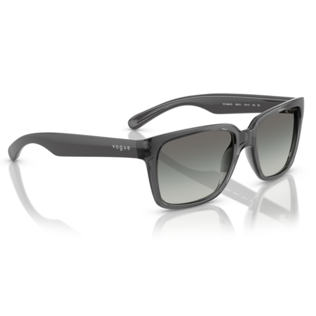 Vogue VO5648SI transparent grey rectangle sunglasses, angled view