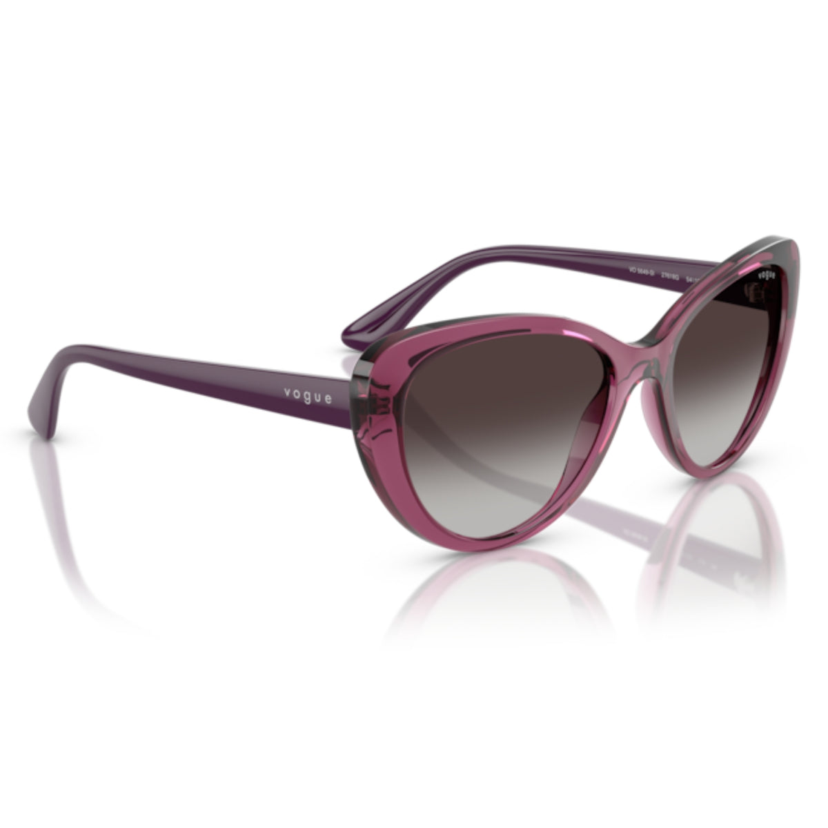 Vogue VO5649SI transparent purple cat-eye sunglasses, angled view