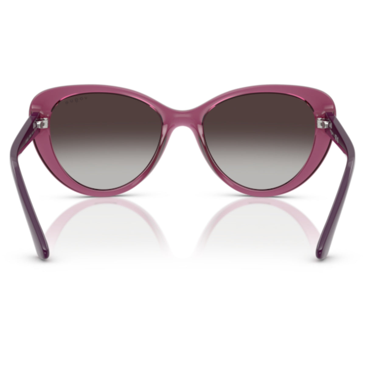 Vogue VO5649SI transparent purple cat-eye sunglasses, back view of the frame and temples
