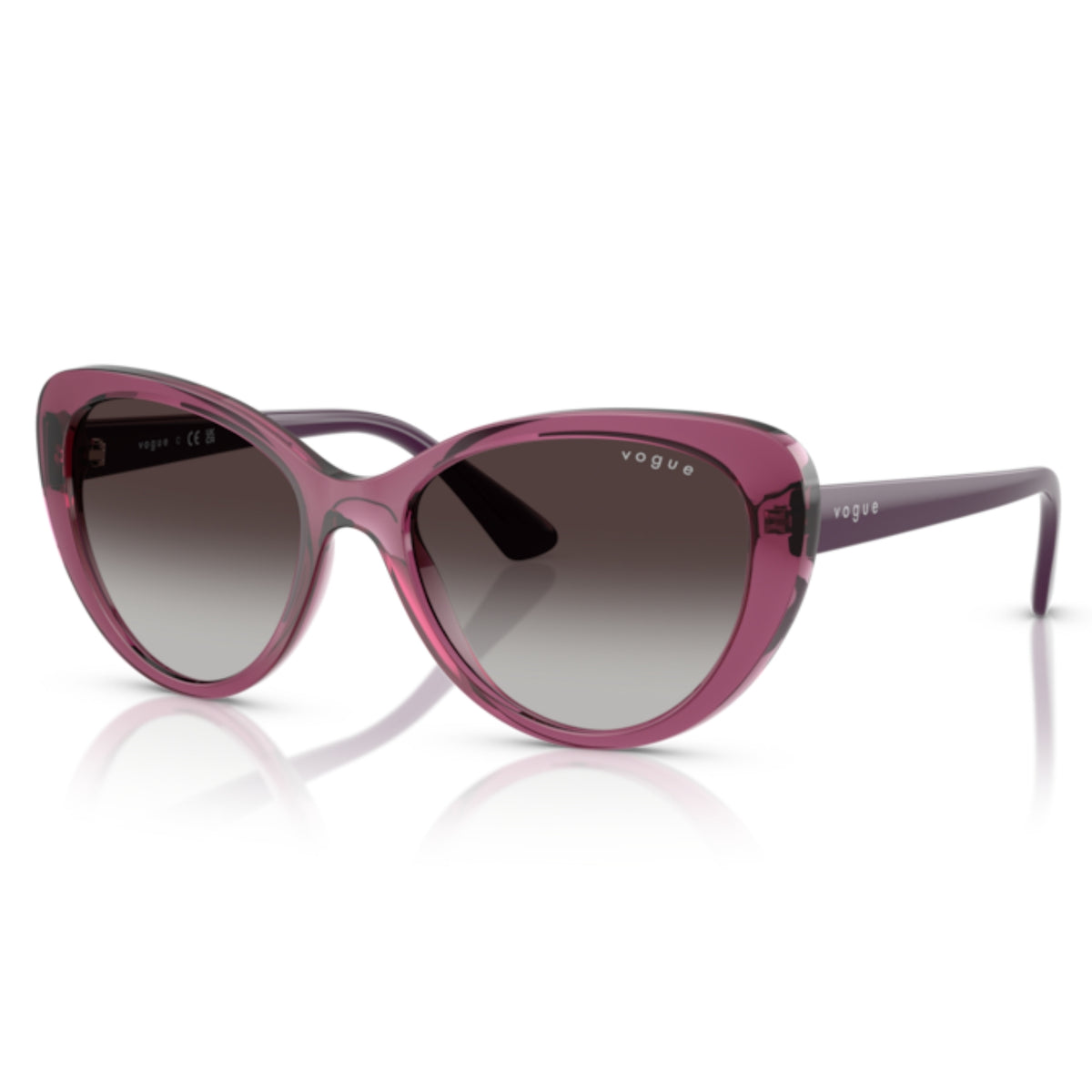 Vogue VO5649SI transparent purple cat-eye sunglasses with grey lenses