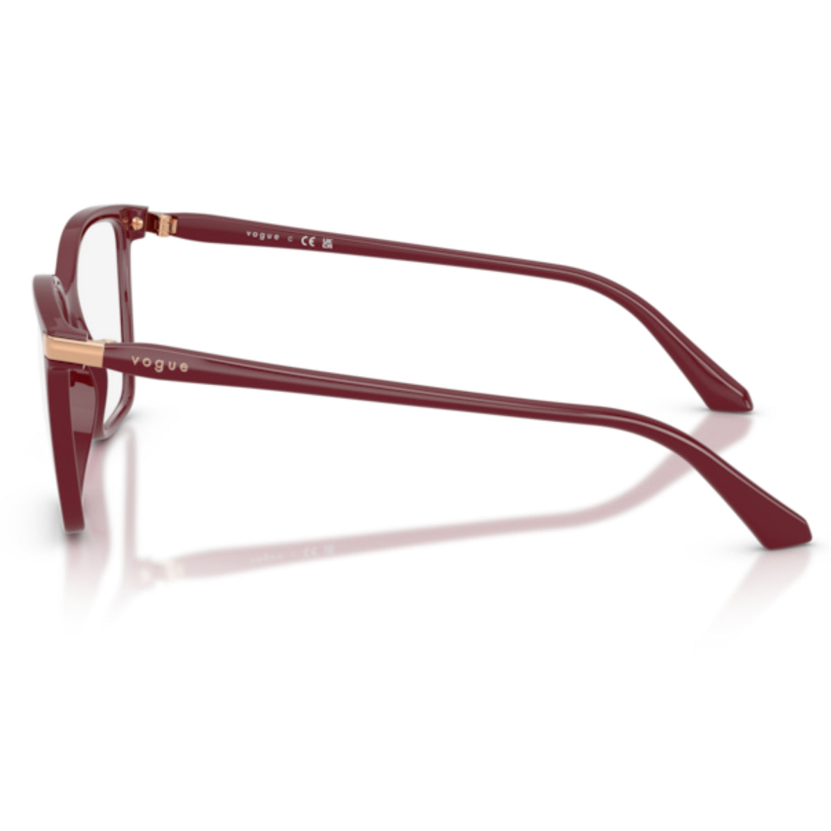 Vogue VO5654 full cherry square eyeglasses, side view of the full cherry temple