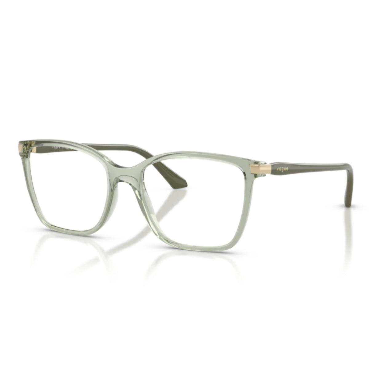 Vogue VO5654 transparent green square eyeglasses with lightweight frame
