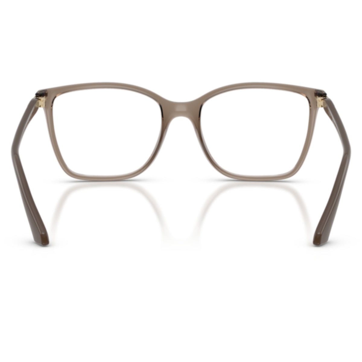 Vogue VO5654 transparent brown square eyeglasses, back view of the frame and temples