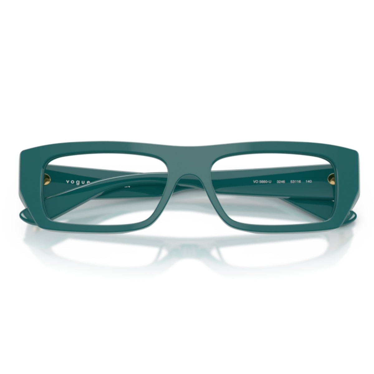 Vogue VO5660U full green rectangle eyeglasses, front view with the temples folded
