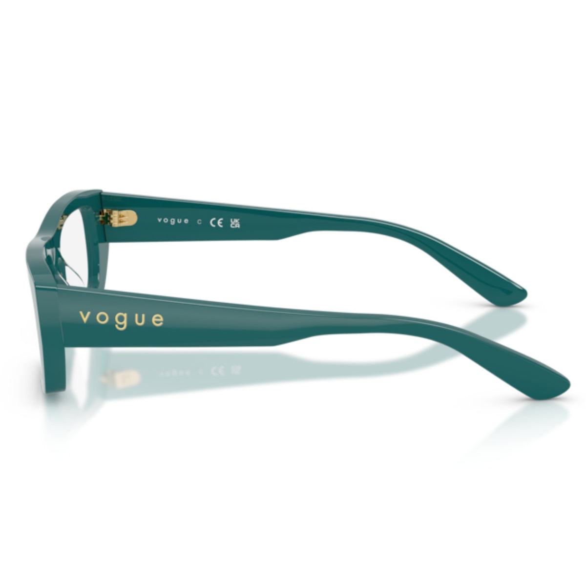 Vogue VO5660U full green rectangle eyeglasses, side view of the full green temple